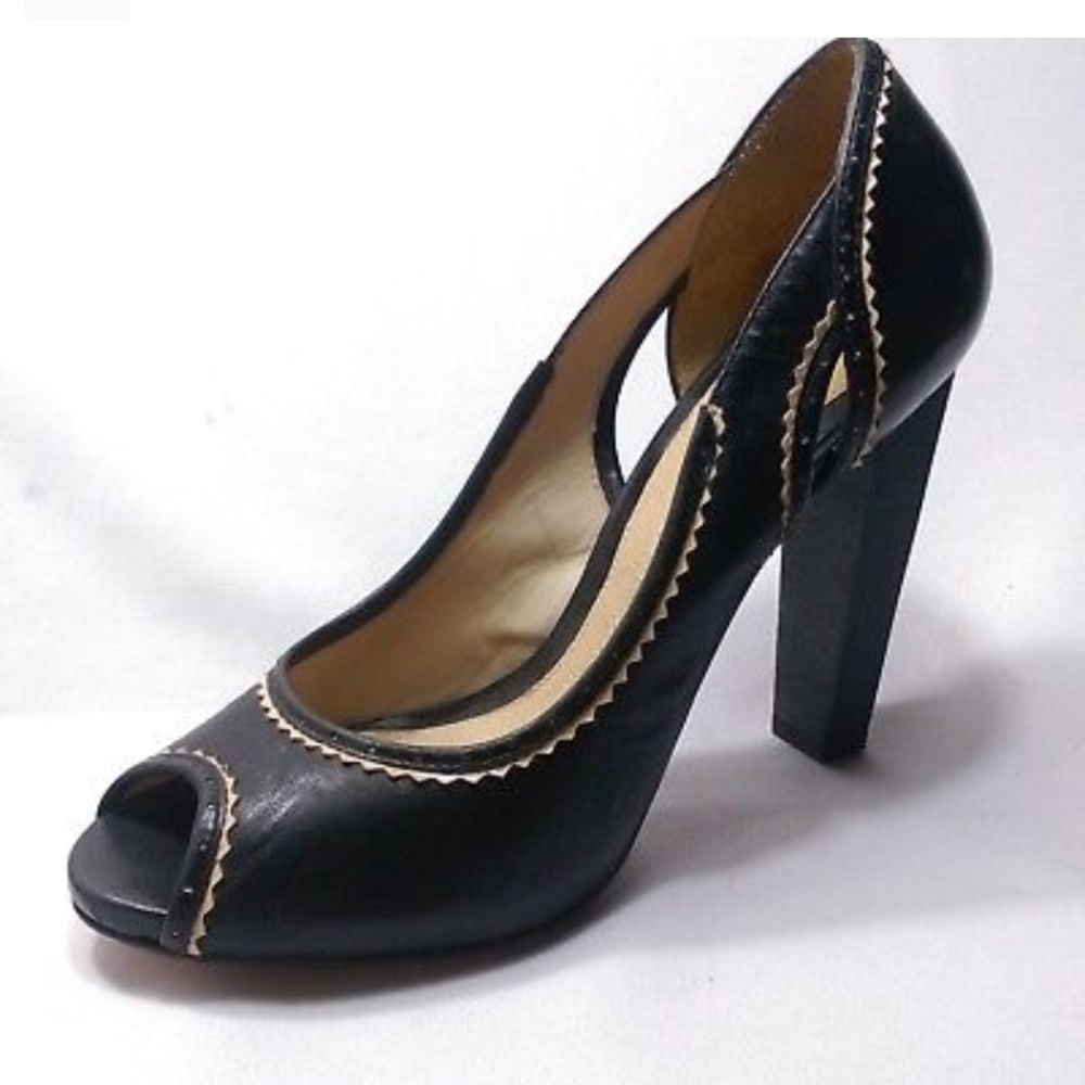 L.A.M.B. Black peep toe heels 9.5